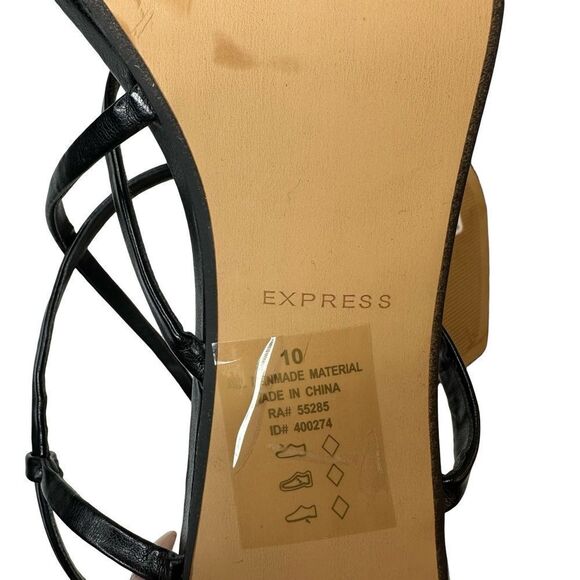 Express High Heels Black Strappy Ankle Wrap Sandal Size 10 - Picture 7 of 17